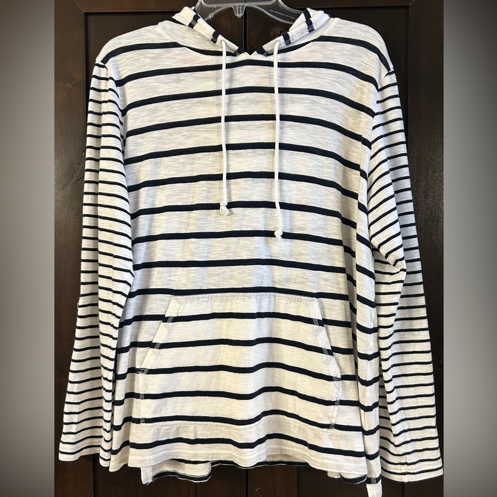 J. Jill Lightweight Striped Hoodie Sz L